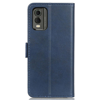 Phone Cover for Nokia C32 Anti-drop Cowhide Texture PU Leather Foldable Stand Wallet Case