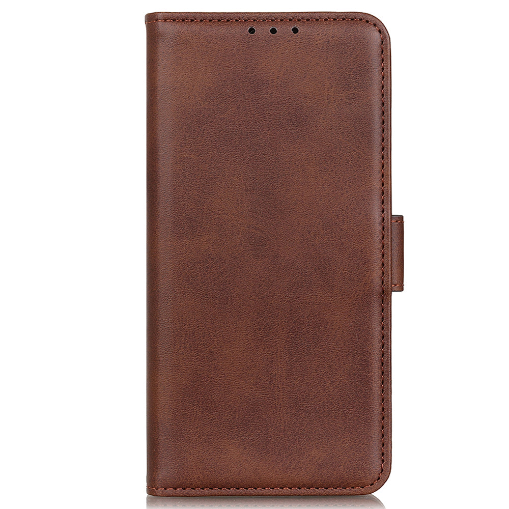 Phone Cover for Nokia C32 Anti-drop Cowhide Texture PU Leather Foldable Stand Wallet Case