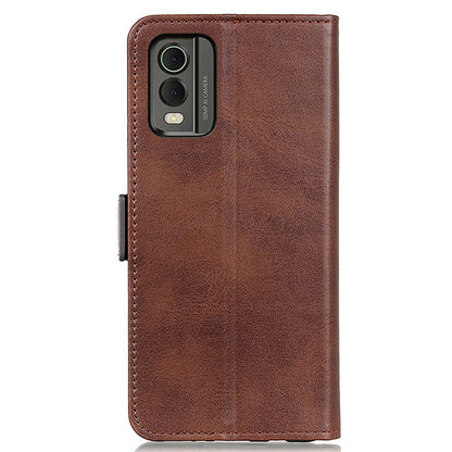 Phone Cover for Nokia C32 Anti-drop Cowhide Texture PU Leather Foldable Stand Wallet Case