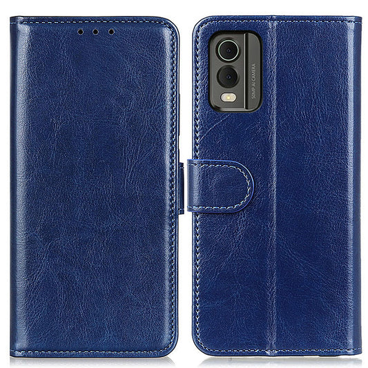 Phone Wallet Case for Nokia C32 Magnetic Clasp Crazy Horse Texture Stand PU Leather Cover