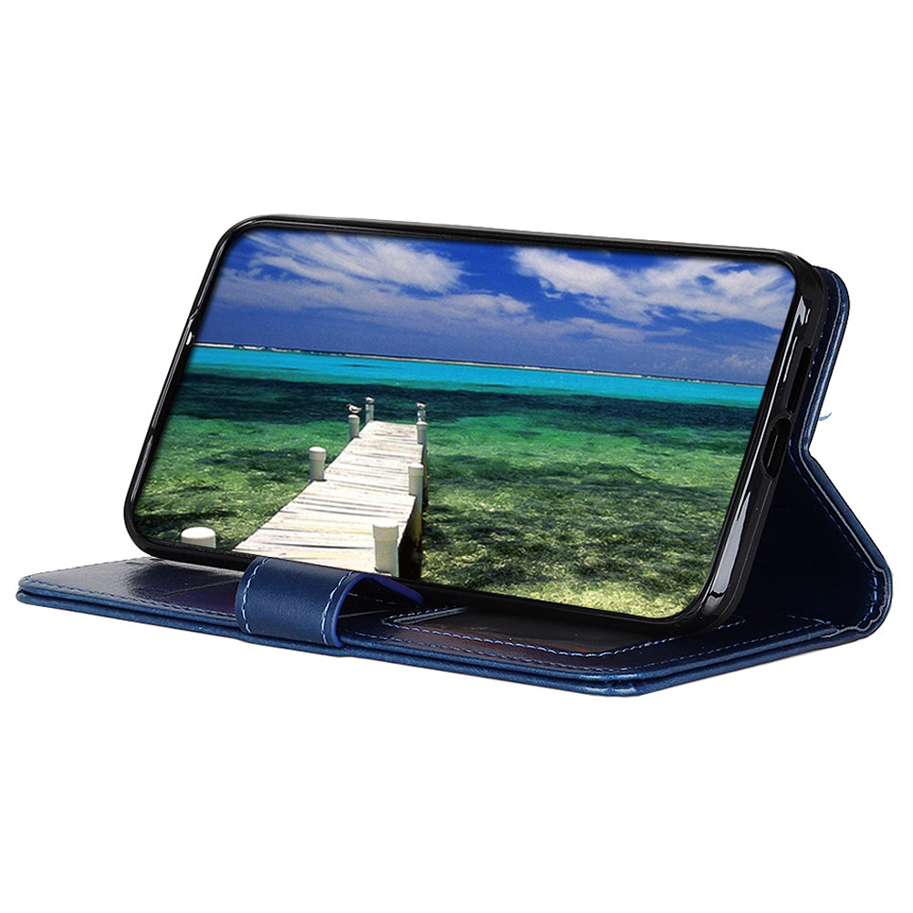 Phone Wallet Case for Nokia C32 Magnetic Clasp Crazy Horse Texture Stand PU Leather Cover