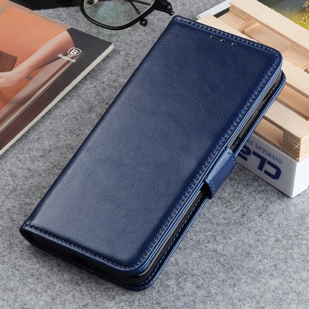 Phone Wallet Case for Nokia C32 Magnetic Clasp Crazy Horse Texture Stand PU Leather Cover