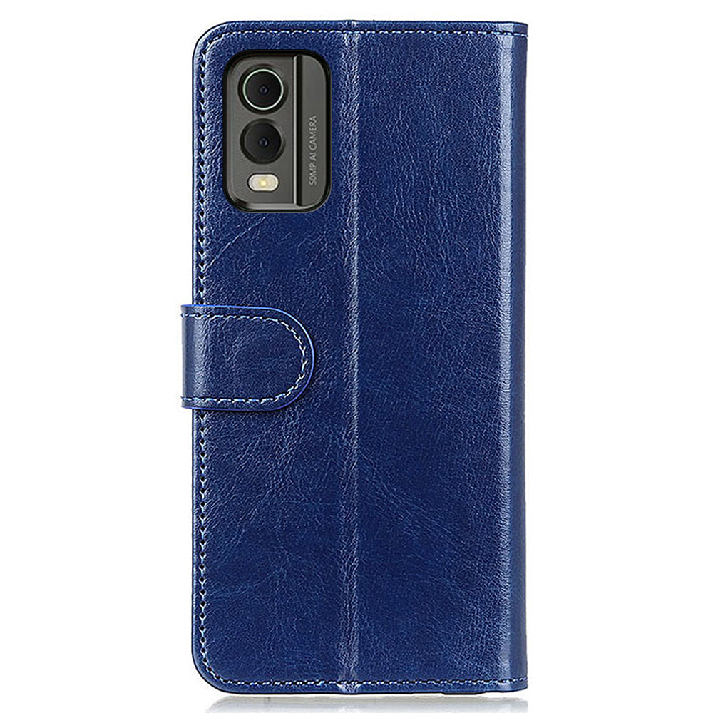 Phone Wallet Case for Nokia C32 Magnetic Clasp Crazy Horse Texture Stand PU Leather Cover