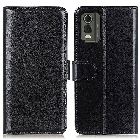 Phone Wallet Case for Nokia C32 Magnetic Clasp Crazy Horse Texture Stand PU Leather Cover