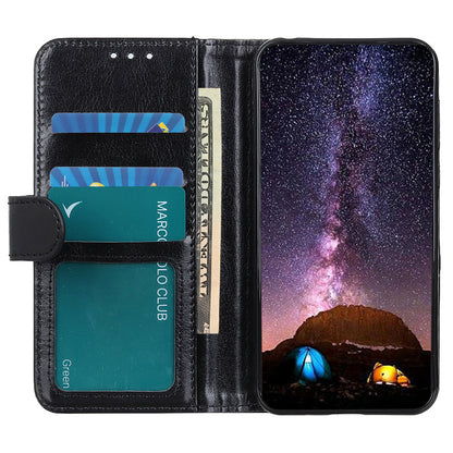 Phone Wallet Case for Nokia C32 Magnetic Clasp Crazy Horse Texture Stand PU Leather Cover
