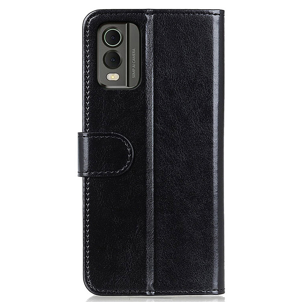 Phone Wallet Case for Nokia C32 Magnetic Clasp Crazy Horse Texture Stand PU Leather Cover