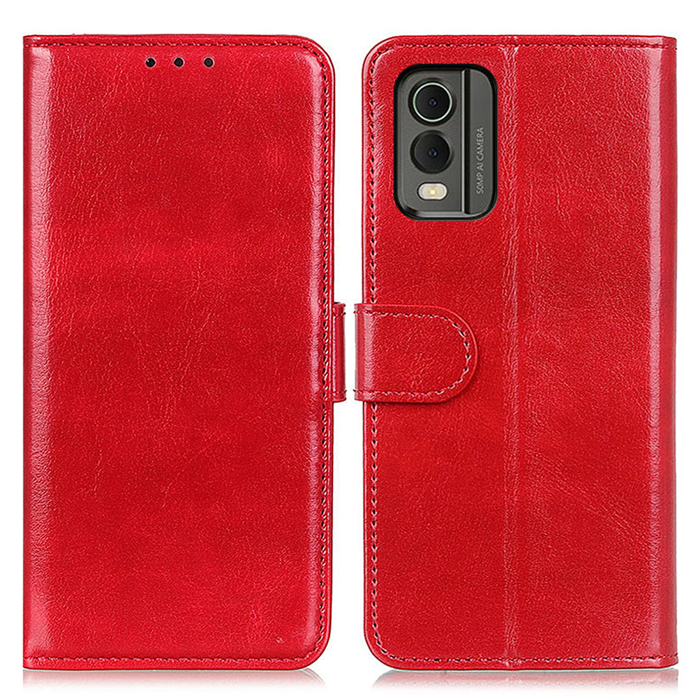 Phone Wallet Case for Nokia C32 Magnetic Clasp Crazy Horse Texture Stand PU Leather Cover