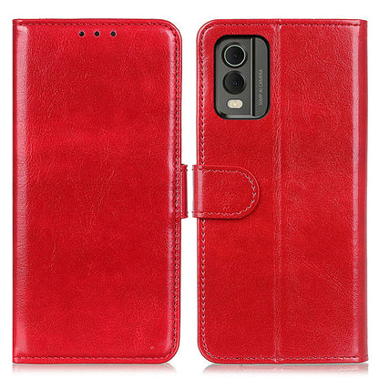 Phone Wallet Case for Nokia C32 Magnetic Clasp Crazy Horse Texture Stand PU Leather Cover