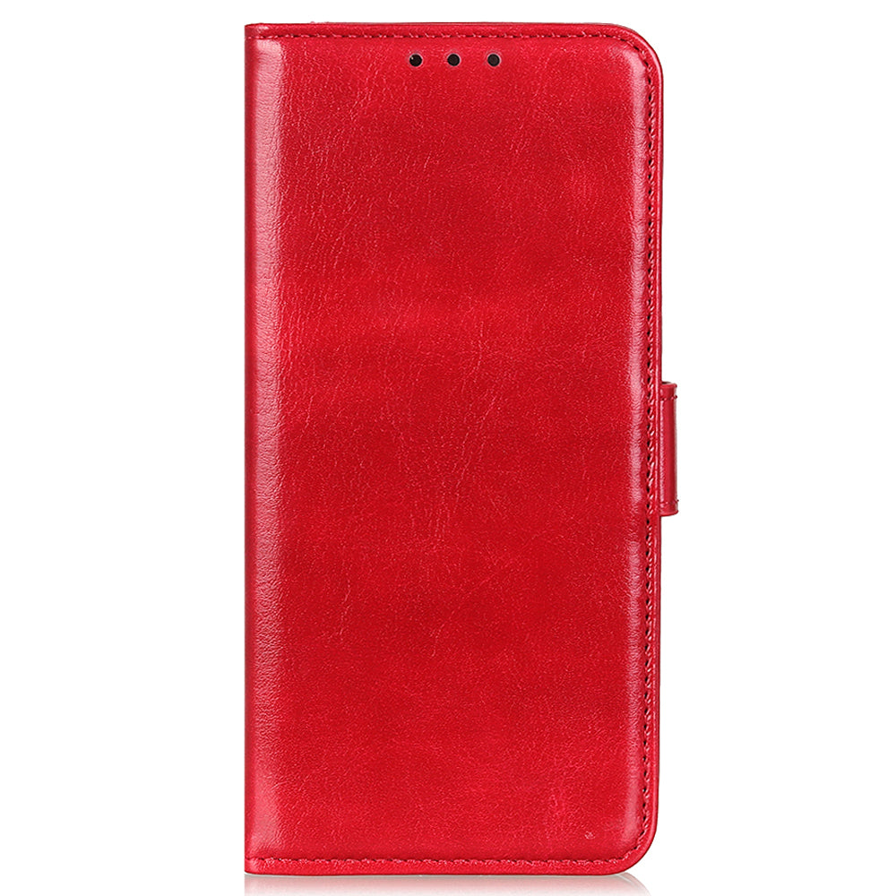 Phone Wallet Case for Nokia C32 Magnetic Clasp Crazy Horse Texture Stand PU Leather Cover