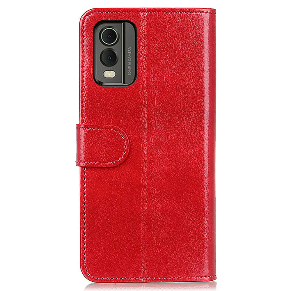 Phone Wallet Case for Nokia C32 Magnetic Clasp Crazy Horse Texture Stand PU Leather Cover