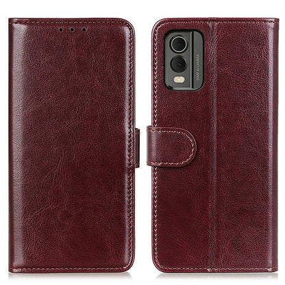 Phone Wallet Case for Nokia C32 Magnetic Clasp Crazy Horse Texture Stand PU Leather Cover