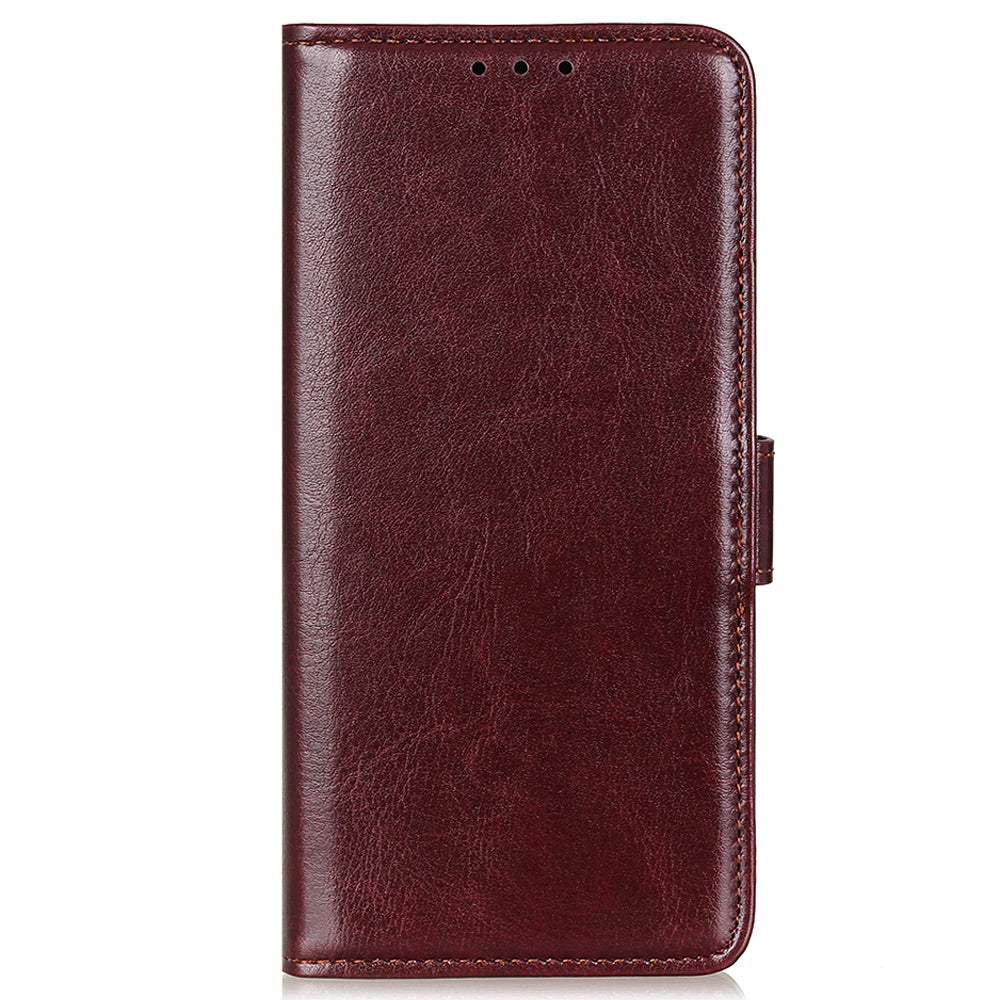 Phone Wallet Case for Nokia C32 Magnetic Clasp Crazy Horse Texture Stand PU Leather Cover