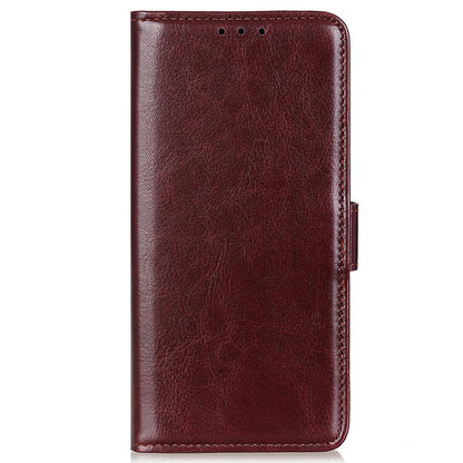 Phone Wallet Case for Nokia C32 Magnetic Clasp Crazy Horse Texture Stand PU Leather Cover