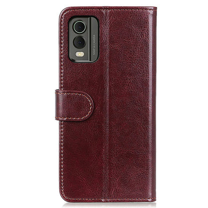 Phone Wallet Case for Nokia C32 Magnetic Clasp Crazy Horse Texture Stand PU Leather Cover