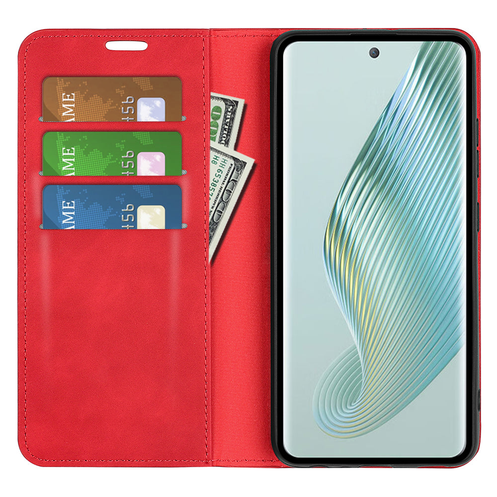 For TCL 40R 5G Skin-touch Leather Wallet Phone Case Magnetic Flip Stand Drop-proof Cover