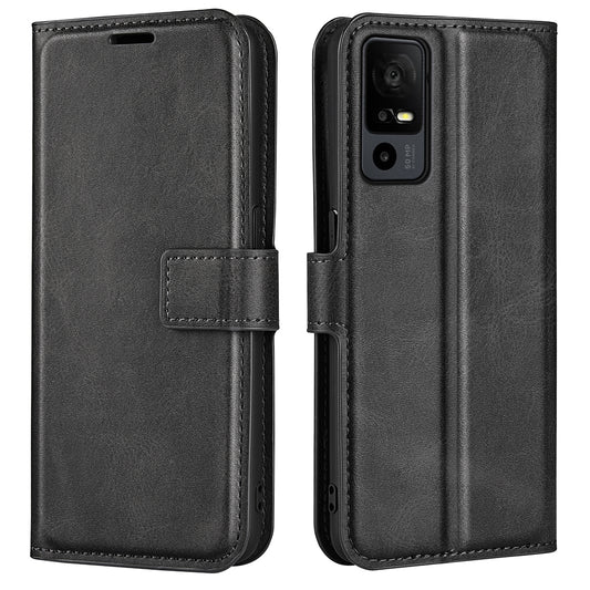 For TCL 40R 5G PU Leather Wallet Calf Texture Square Clasp Stand Phone Case Protective Shell