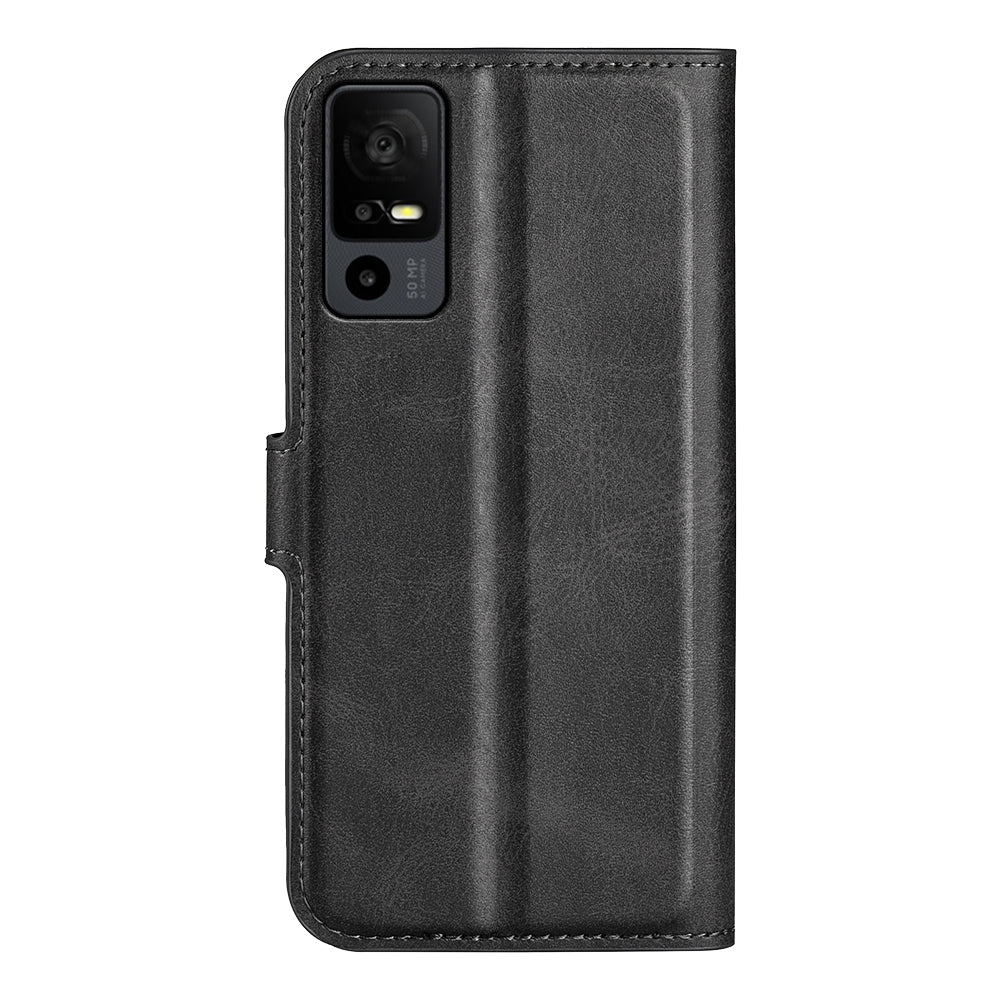 For TCL 40R 5G PU Leather Wallet Calf Texture Square Clasp Stand Phone Case Protective Shell