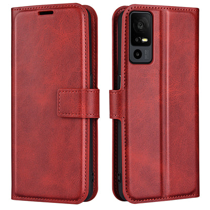 For TCL 40R 5G PU Leather Wallet Calf Texture Square Clasp Stand Phone Case Protective Shell