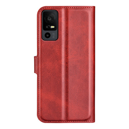 For TCL 40R 5G PU Leather Wallet Calf Texture Square Clasp Stand Phone Case Protective Shell