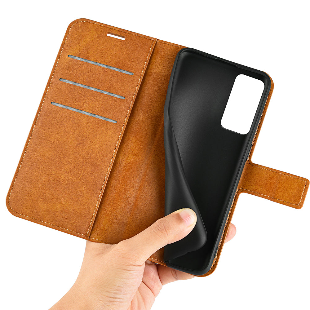 For TCL 40R 5G PU Leather Wallet Calf Texture Square Clasp Stand Phone Case Protective Shell