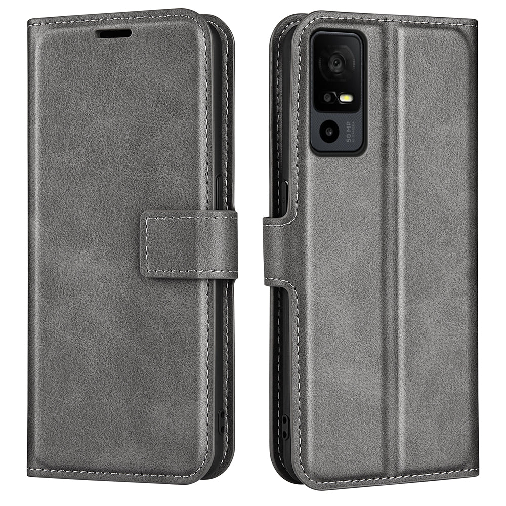 For TCL 40R 5G PU Leather Wallet Calf Texture Square Clasp Stand Phone Case Protective Shell