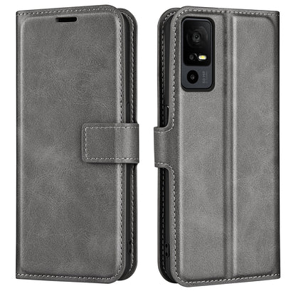 For TCL 40R 5G PU Leather Wallet Calf Texture Square Clasp Stand Phone Case Protective Shell