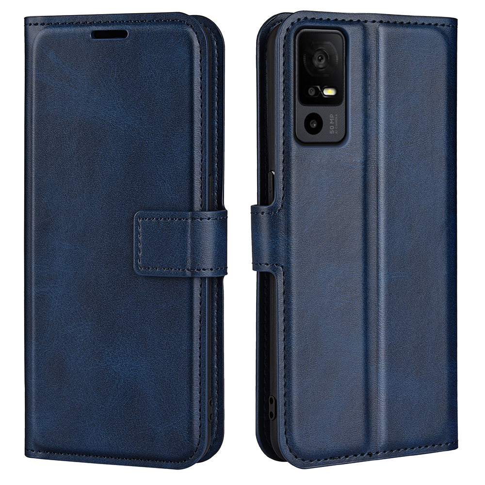 For TCL 40R 5G PU Leather Wallet Calf Texture Square Clasp Stand Phone Case Protective Shell