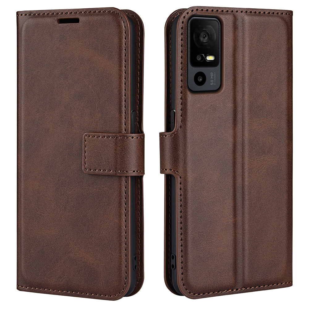 For TCL 40R 5G PU Leather Wallet Calf Texture Square Clasp Stand Phone Case Protective Shell