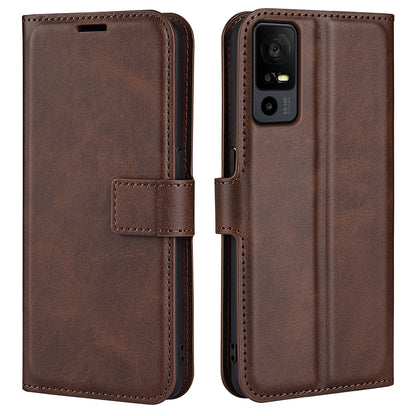 For TCL 40R 5G PU Leather Wallet Calf Texture Square Clasp Stand Phone Case Protective Shell