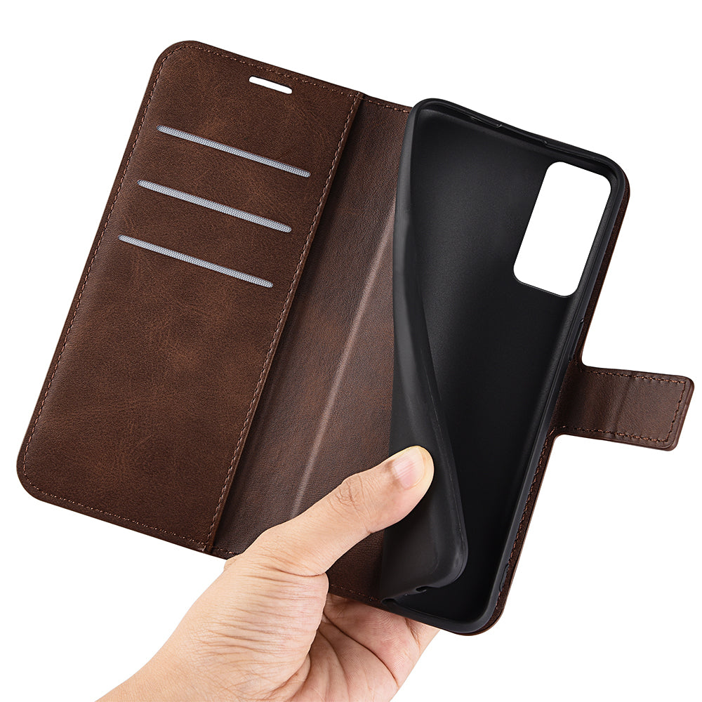 For TCL 40R 5G PU Leather Wallet Calf Texture Square Clasp Stand Phone Case Protective Shell