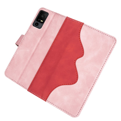 Dual Color Phone Shell for TCL 40R 5G , Splicing Leather Wallet Anti-drop Cover Flip Stand Phone Case