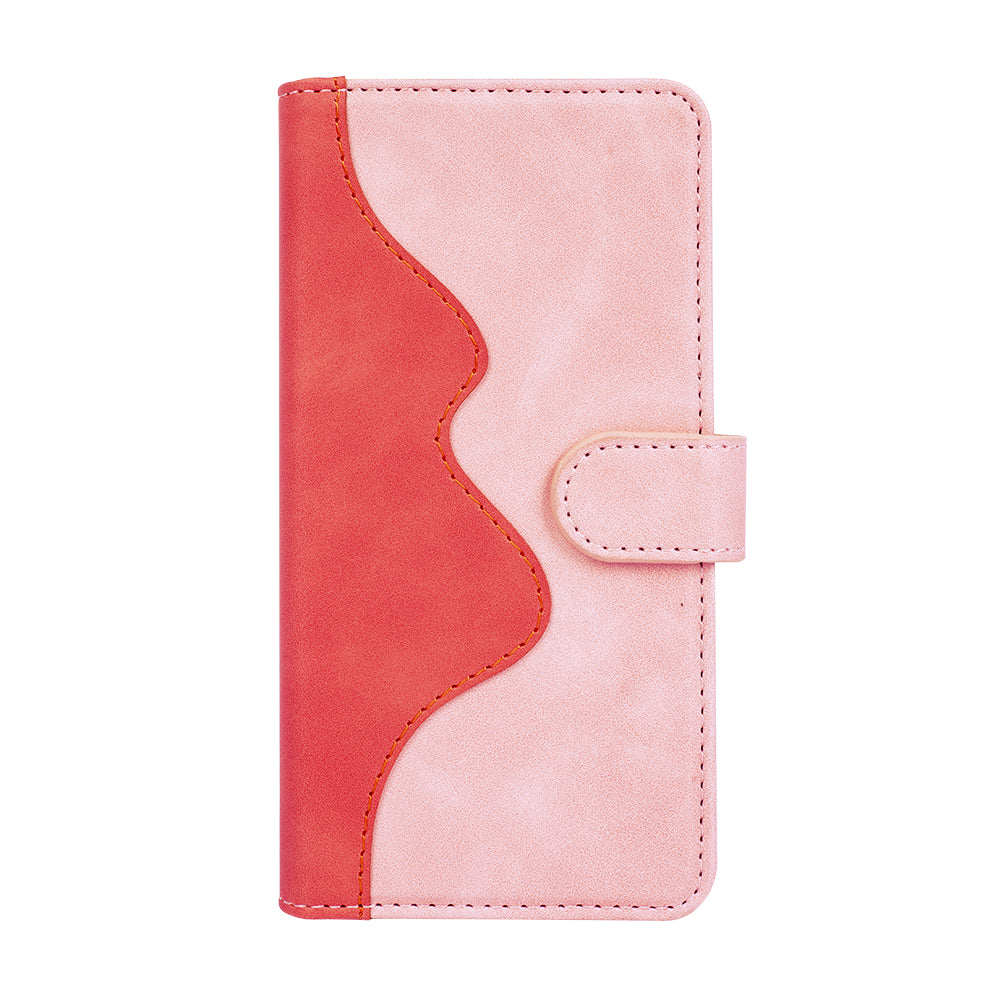 Dual Color Phone Shell for TCL 40R 5G , Splicing Leather Wallet Anti-drop Cover Flip Stand Phone Case