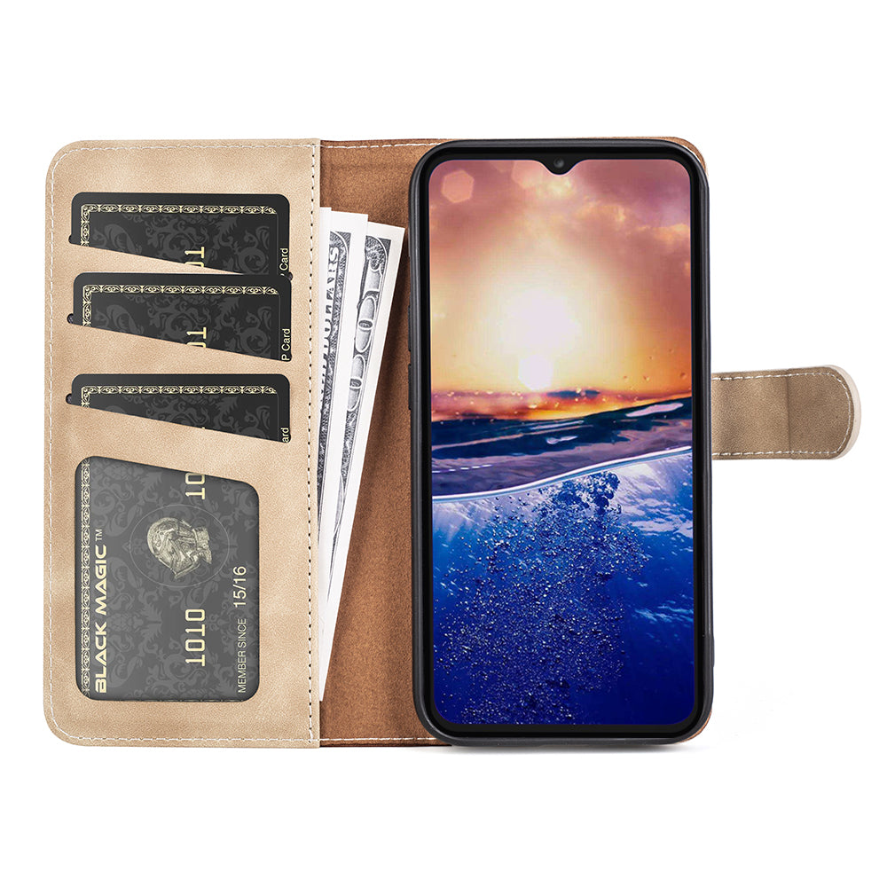 Dual Color Phone Shell for TCL 40R 5G , Splicing Leather Wallet Anti-drop Cover Flip Stand Phone Case