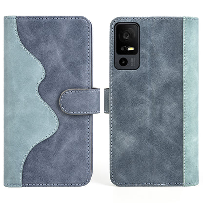Dual Color Phone Shell for TCL 40R 5G , Splicing Leather Wallet Anti-drop Cover Flip Stand Phone Case