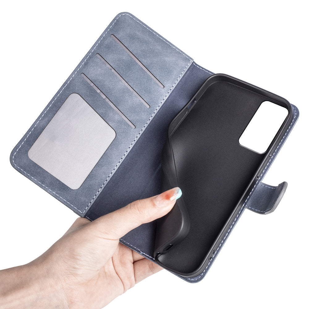 Dual Color Phone Shell for TCL 40R 5G , Splicing Leather Wallet Anti-drop Cover Flip Stand Phone Case