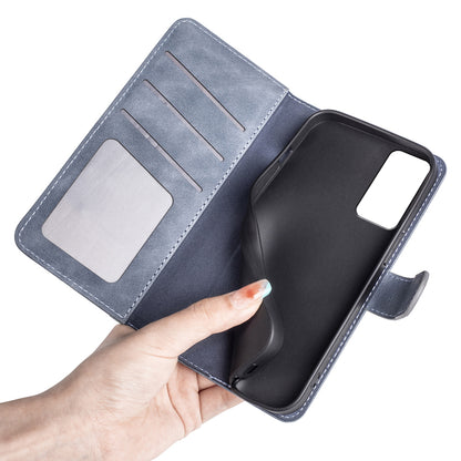 Dual Color Phone Shell for TCL 40R 5G , Splicing Leather Wallet Anti-drop Cover Flip Stand Phone Case