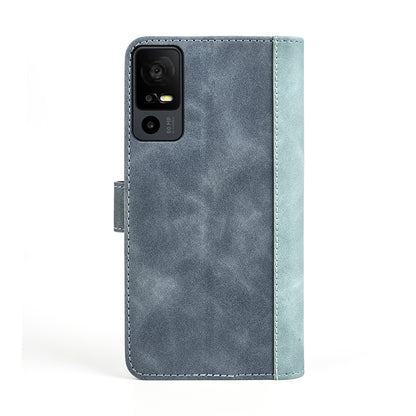 Dual Color Phone Shell for TCL 40R 5G , Splicing Leather Wallet Anti-drop Cover Flip Stand Phone Case