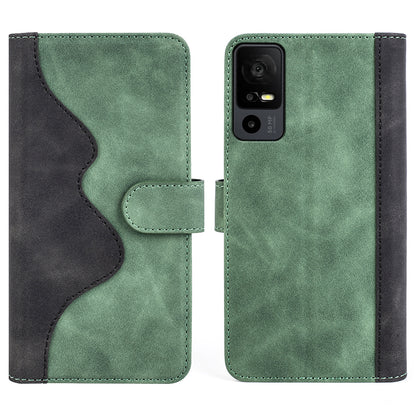 Dual Color Phone Shell for TCL 40R 5G , Splicing Leather Wallet Anti-drop Cover Flip Stand Phone Case