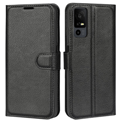 PU Leather Phone Case for TCL 40R 5G , Dustproof Litchi Texture Phone Shell Wallet Stand Flip Cover