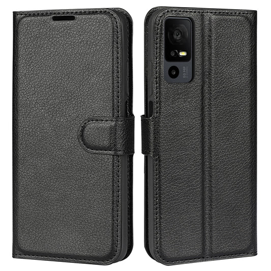 PU Leather Phone Case for TCL 40R 5G , Dustproof Litchi Texture Phone Shell Wallet Stand Flip Cover