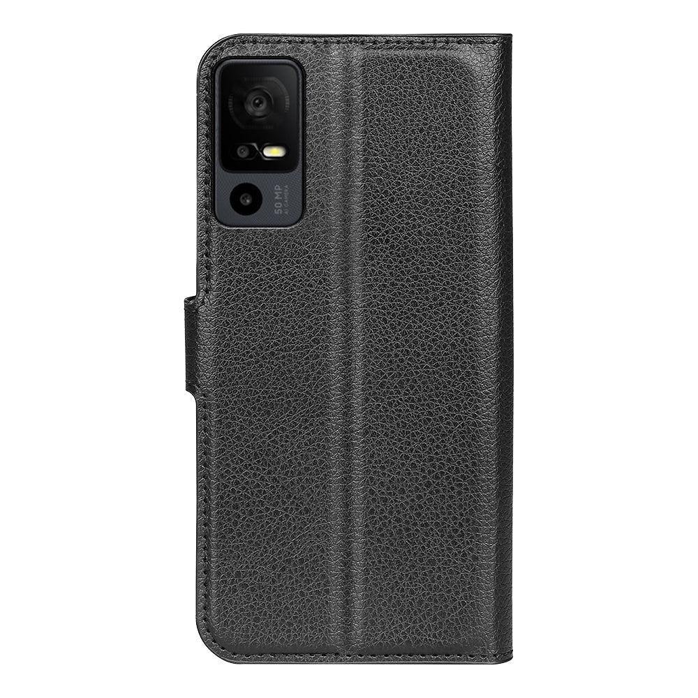 PU Leather Phone Case for TCL 40R 5G , Dustproof Litchi Texture Phone Shell Wallet Stand Flip Cover