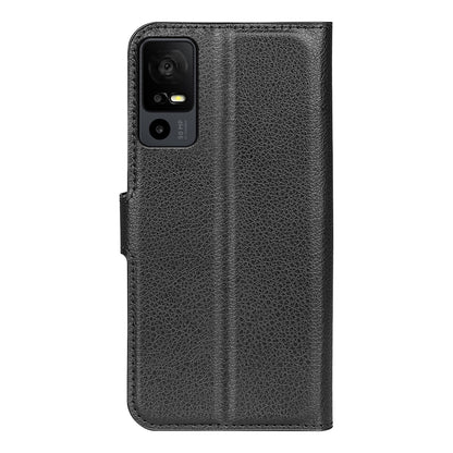 PU Leather Phone Case for TCL 40R 5G , Dustproof Litchi Texture Phone Shell Wallet Stand Flip Cover
