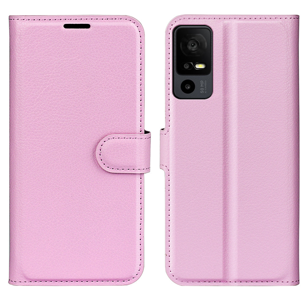 PU Leather Phone Case for TCL 40R 5G , Dustproof Litchi Texture Phone Shell Wallet Stand Flip Cover