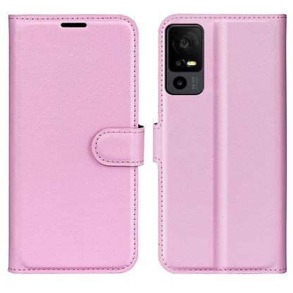 PU Leather Phone Case for TCL 40R 5G , Dustproof Litchi Texture Phone Shell Wallet Stand Flip Cover