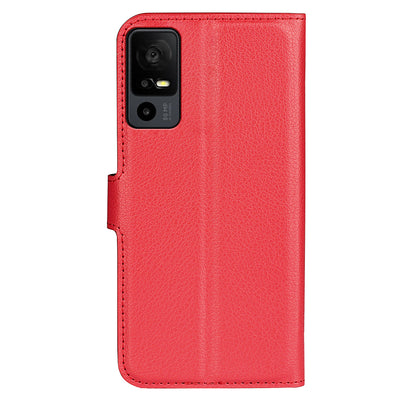 PU Leather Phone Case for TCL 40R 5G , Dustproof Litchi Texture Phone Shell Wallet Stand Flip Cover