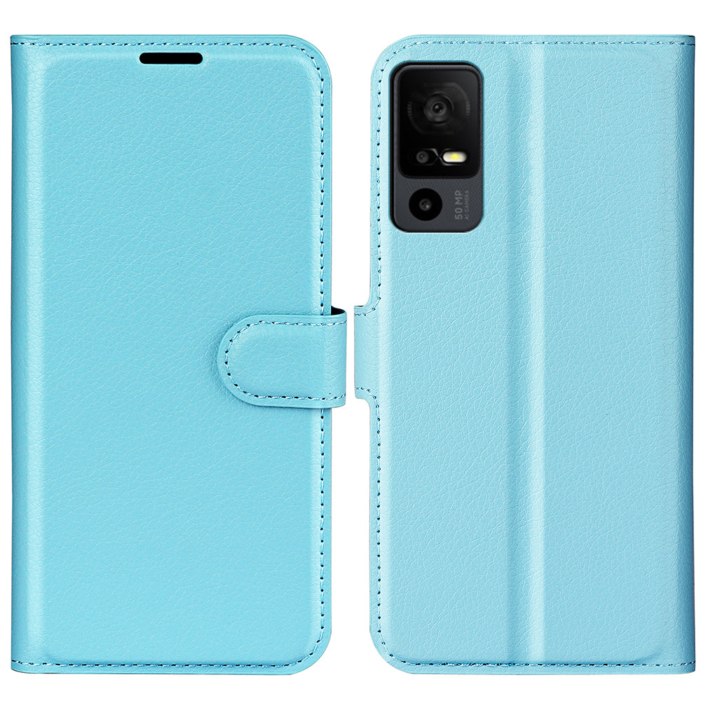 PU Leather Phone Case for TCL 40R 5G , Dustproof Litchi Texture Phone Shell Wallet Stand Flip Cover