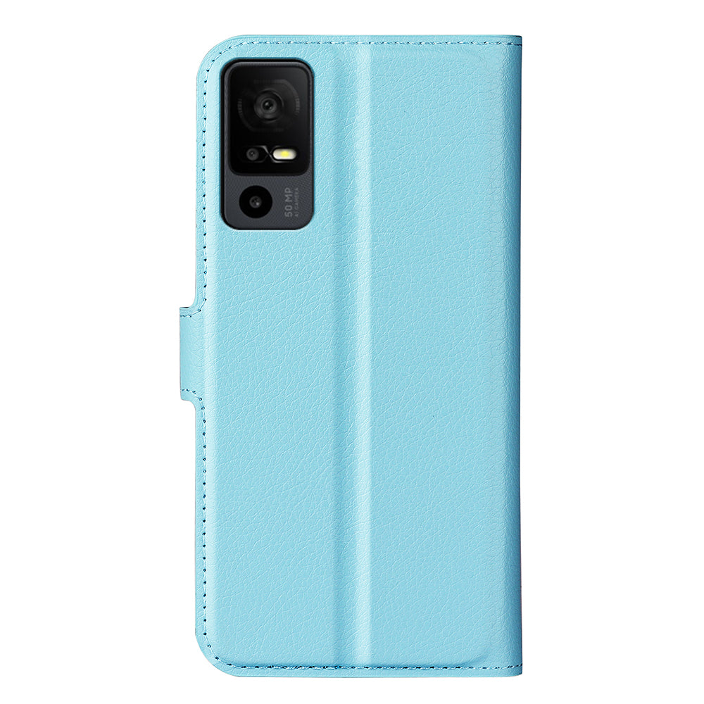 PU Leather Phone Case for TCL 40R 5G , Dustproof Litchi Texture Phone Shell Wallet Stand Flip Cover