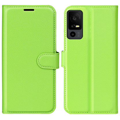 PU Leather Phone Case for TCL 40R 5G , Dustproof Litchi Texture Phone Shell Wallet Stand Flip Cover