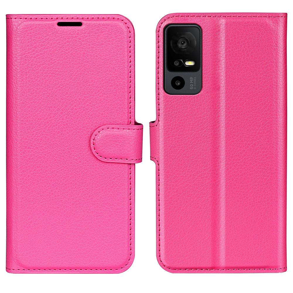 PU Leather Phone Case for TCL 40R 5G , Dustproof Litchi Texture Phone Shell Wallet Stand Flip Cover