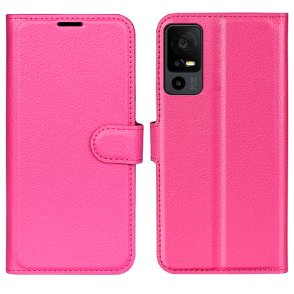 PU Leather Phone Case for TCL 40R 5G , Dustproof Litchi Texture Phone Shell Wallet Stand Flip Cover